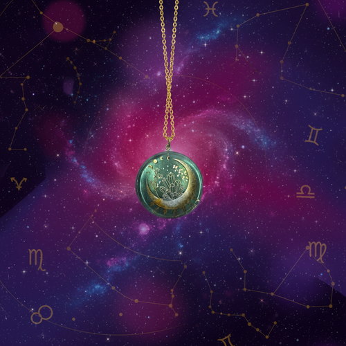 chameleon color shift astrology pendant resin necklace