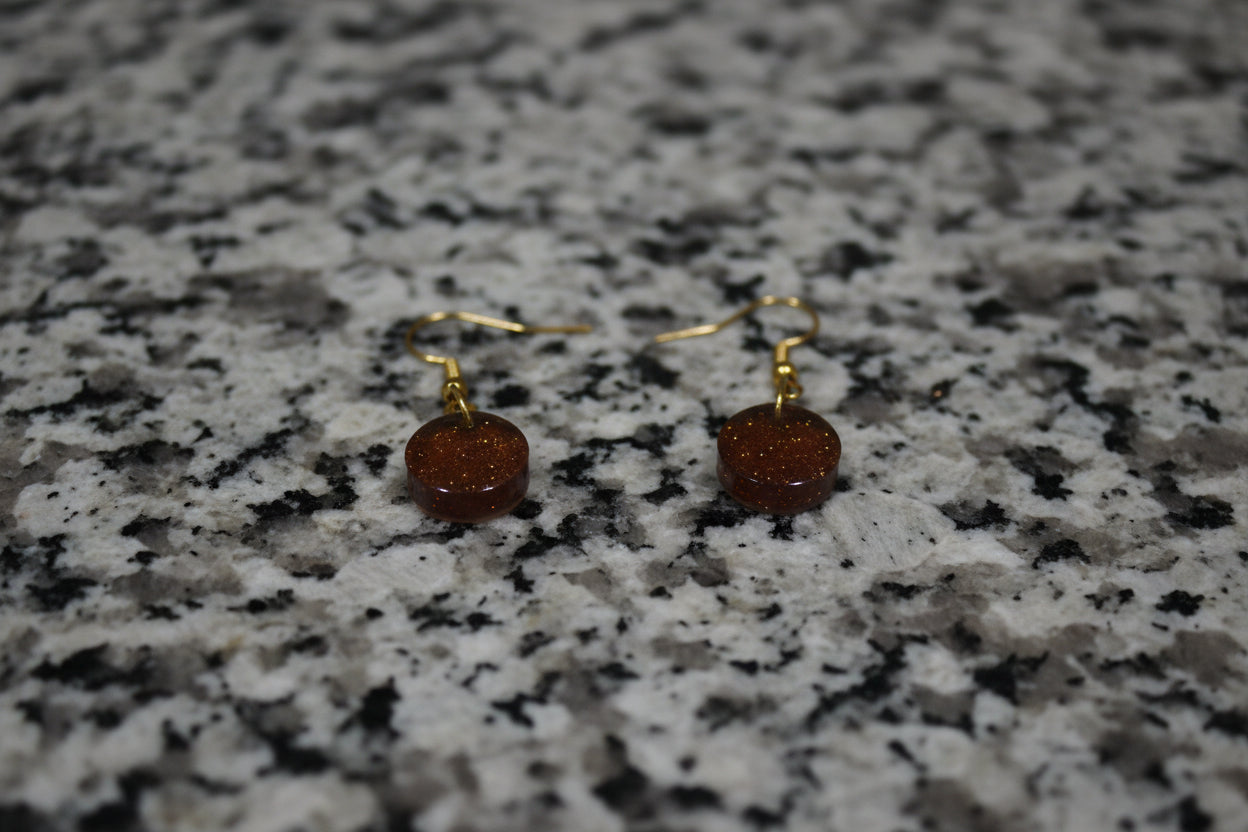 Coffee Brown Circle Resin Earrings
