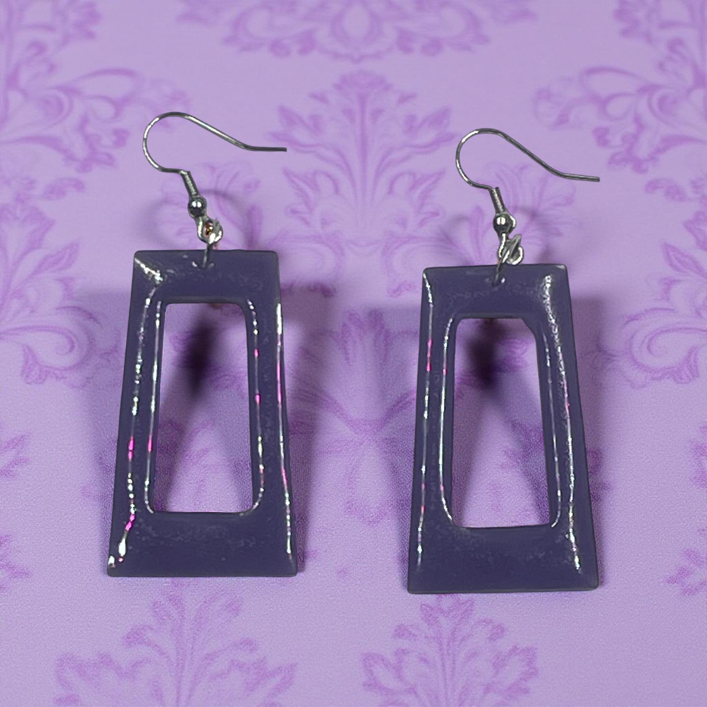 Dark Pastel Purple, Rectangle Earrings Resin Earrings