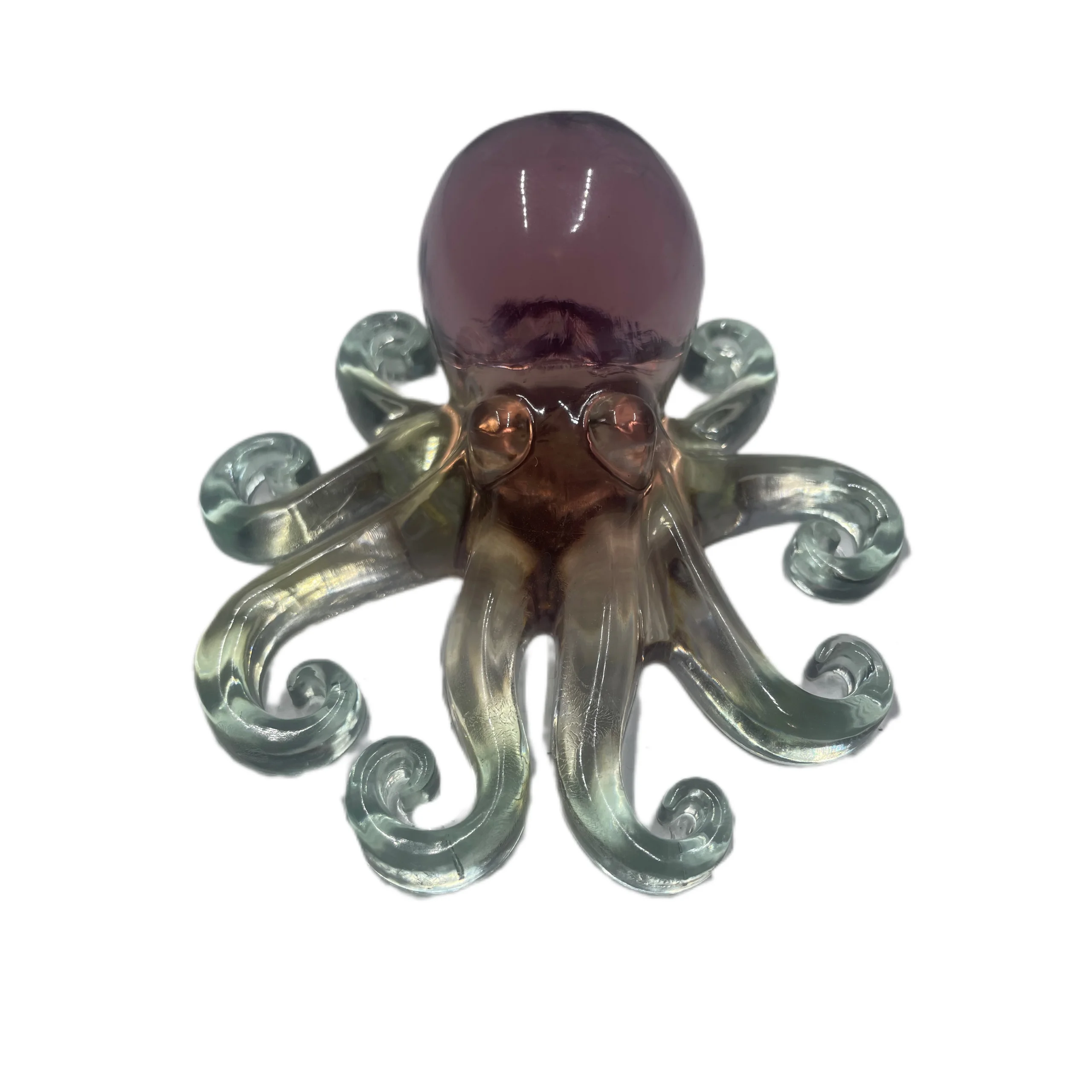 "Glass-Appearance", Purplish Indigo, Light Blue & Brown, Resin Octopus